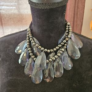 Elegant Silver and Blue Teardrop Necklace